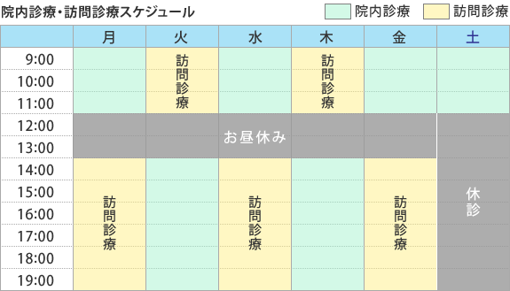 院内診療・訪問診療スケジュール